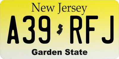 NJ license plate A39RFJ