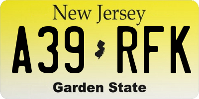 NJ license plate A39RFK