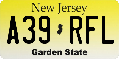 NJ license plate A39RFL