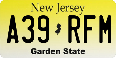 NJ license plate A39RFM