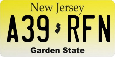 NJ license plate A39RFN
