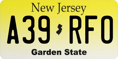 NJ license plate A39RFO