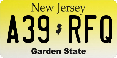NJ license plate A39RFQ