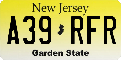 NJ license plate A39RFR