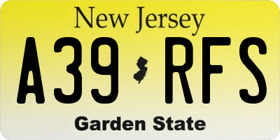 NJ license plate A39RFS