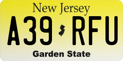 NJ license plate A39RFU