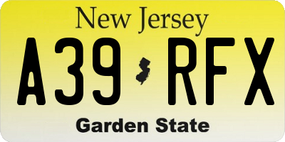 NJ license plate A39RFX