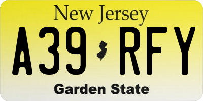 NJ license plate A39RFY