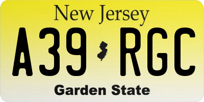 NJ license plate A39RGC