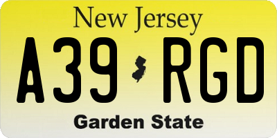 NJ license plate A39RGD