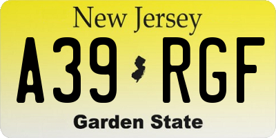 NJ license plate A39RGF