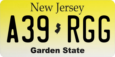 NJ license plate A39RGG