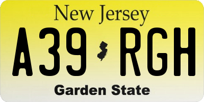 NJ license plate A39RGH