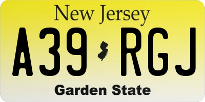 NJ license plate A39RGJ