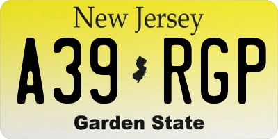 NJ license plate A39RGP