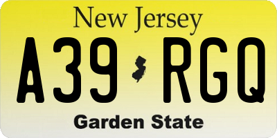 NJ license plate A39RGQ