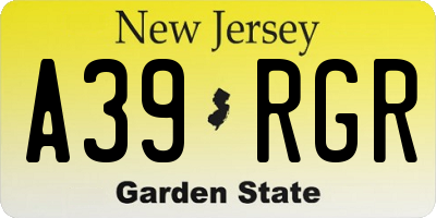 NJ license plate A39RGR