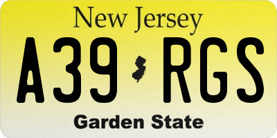 NJ license plate A39RGS