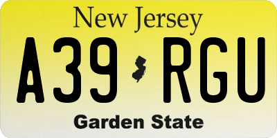 NJ license plate A39RGU