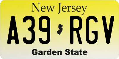 NJ license plate A39RGV