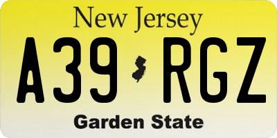 NJ license plate A39RGZ