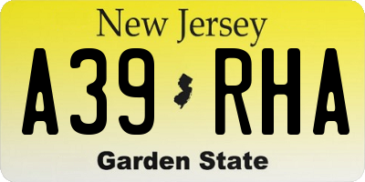 NJ license plate A39RHA