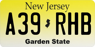 NJ license plate A39RHB