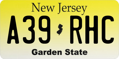 NJ license plate A39RHC