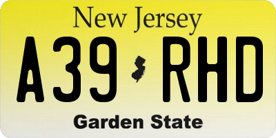 NJ license plate A39RHD