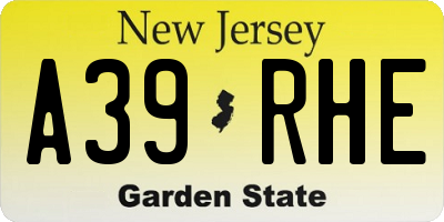 NJ license plate A39RHE