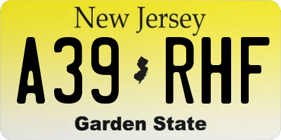 NJ license plate A39RHF