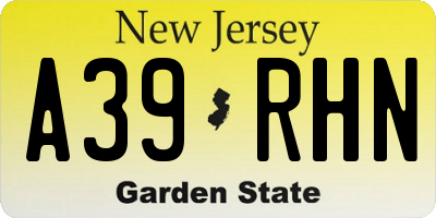 NJ license plate A39RHN