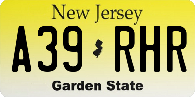 NJ license plate A39RHR