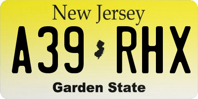 NJ license plate A39RHX