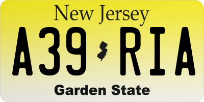 NJ license plate A39RIA