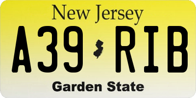 NJ license plate A39RIB