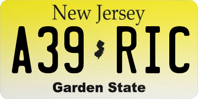 NJ license plate A39RIC