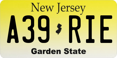 NJ license plate A39RIE