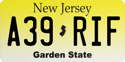 NJ license plate A39RIF