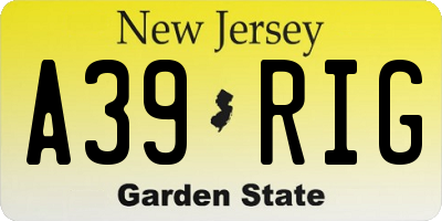 NJ license plate A39RIG