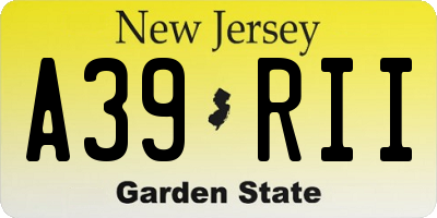 NJ license plate A39RII