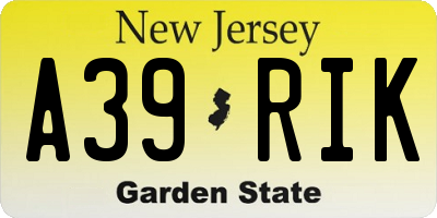 NJ license plate A39RIK