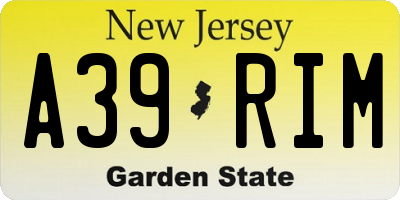 NJ license plate A39RIM