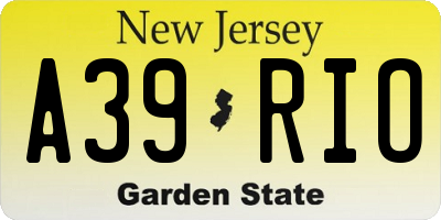 NJ license plate A39RIO