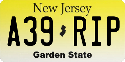 NJ license plate A39RIP