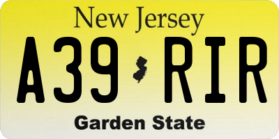 NJ license plate A39RIR
