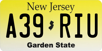 NJ license plate A39RIU