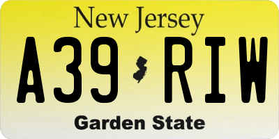 NJ license plate A39RIW