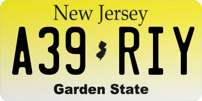 NJ license plate A39RIY