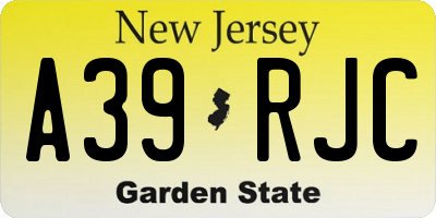 NJ license plate A39RJC